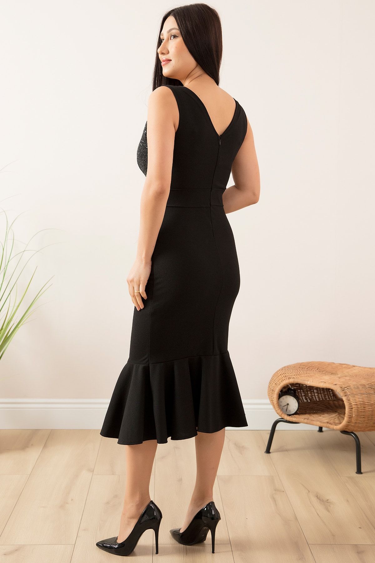 PULLIMM-Double Breasted Collar Skirt Flounces Short Evening Dress 13344 6
