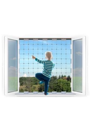 Büyük Boy (60X140 CM) - Çocuklar Için Pencere Çelik Güvenlik Ağı - Yeni Nesil Korkuluk -siyah Profil WNBLOCK-B