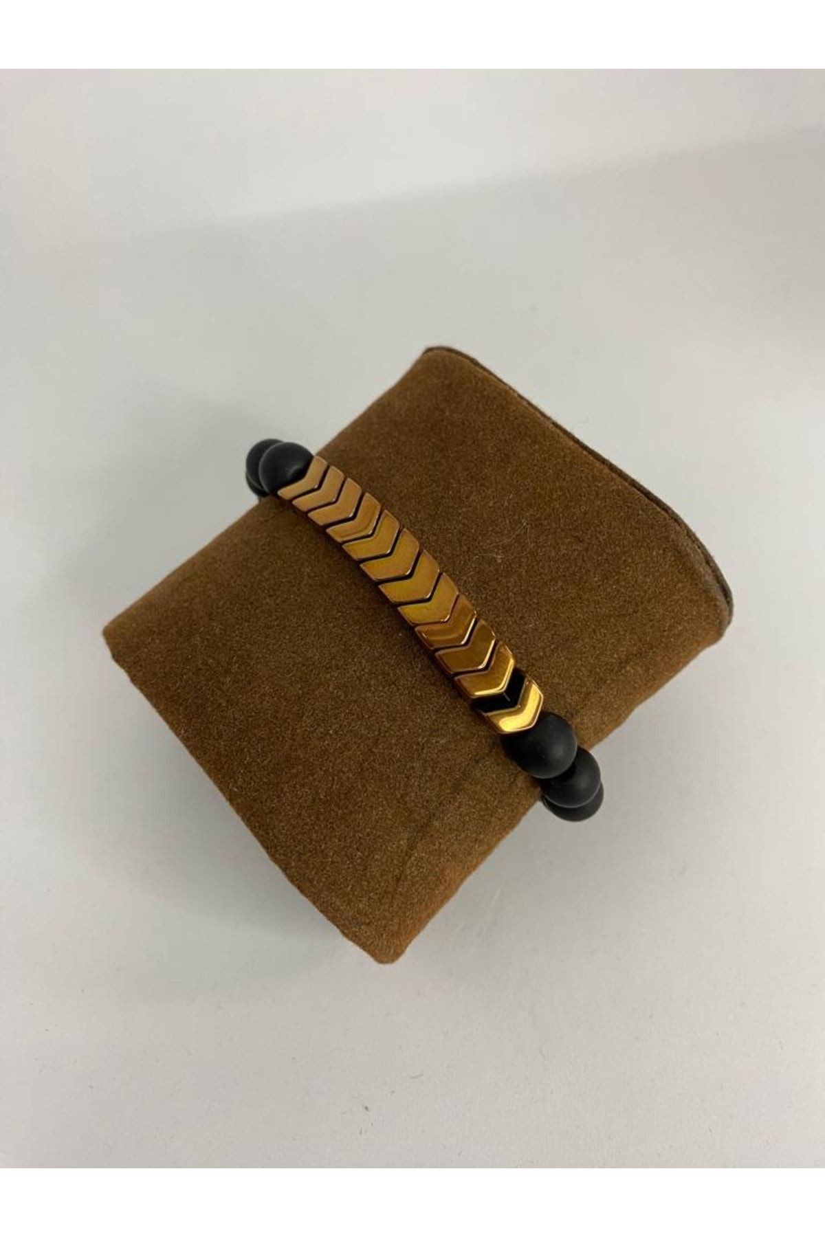KOPUZ Jewelry Onix-hematit Doğaltaş Bileklik Gold Detaylı