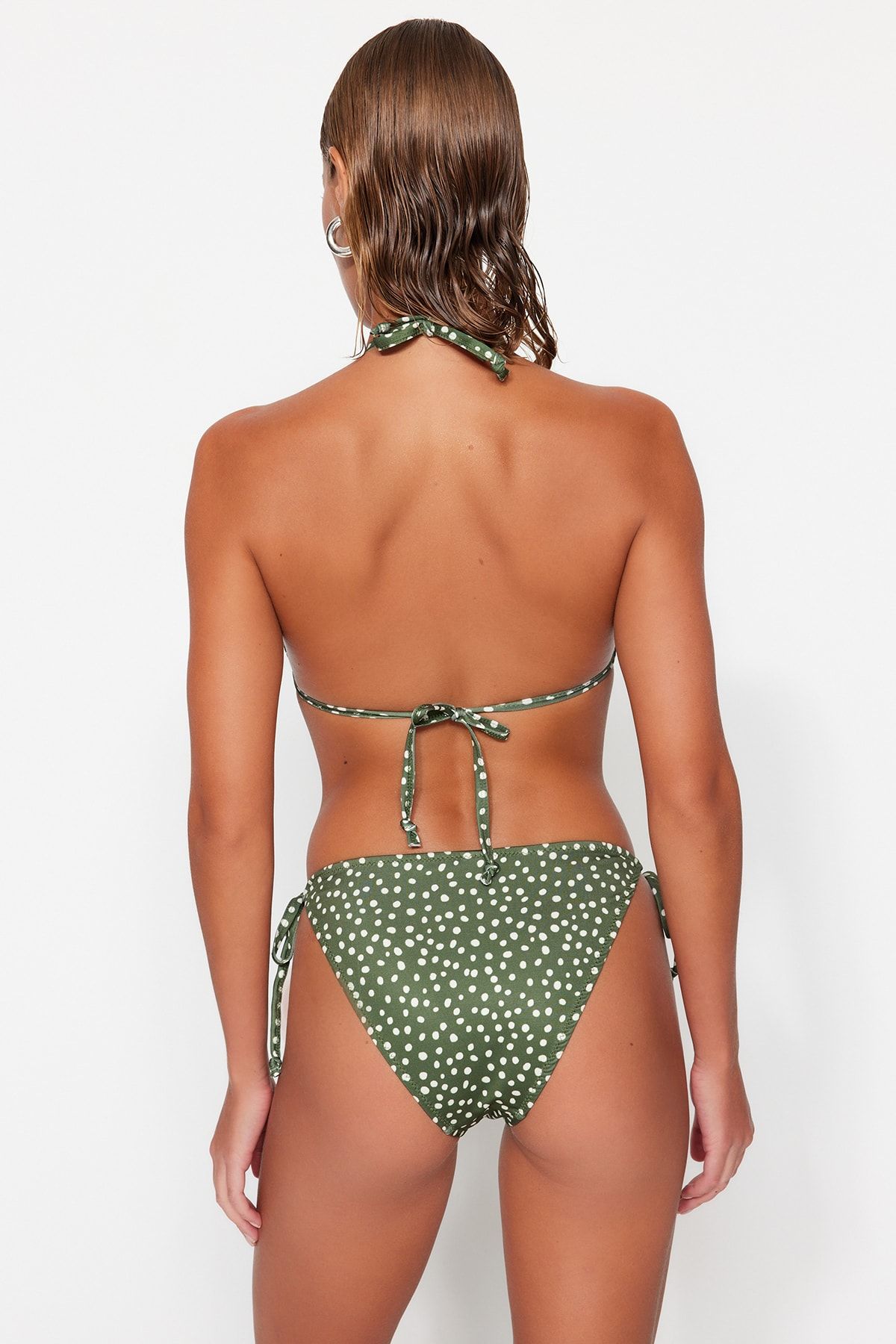 Trendyol Collection-Polka Dot Triangle Tied Bikini Set TBESS23BT00005 6