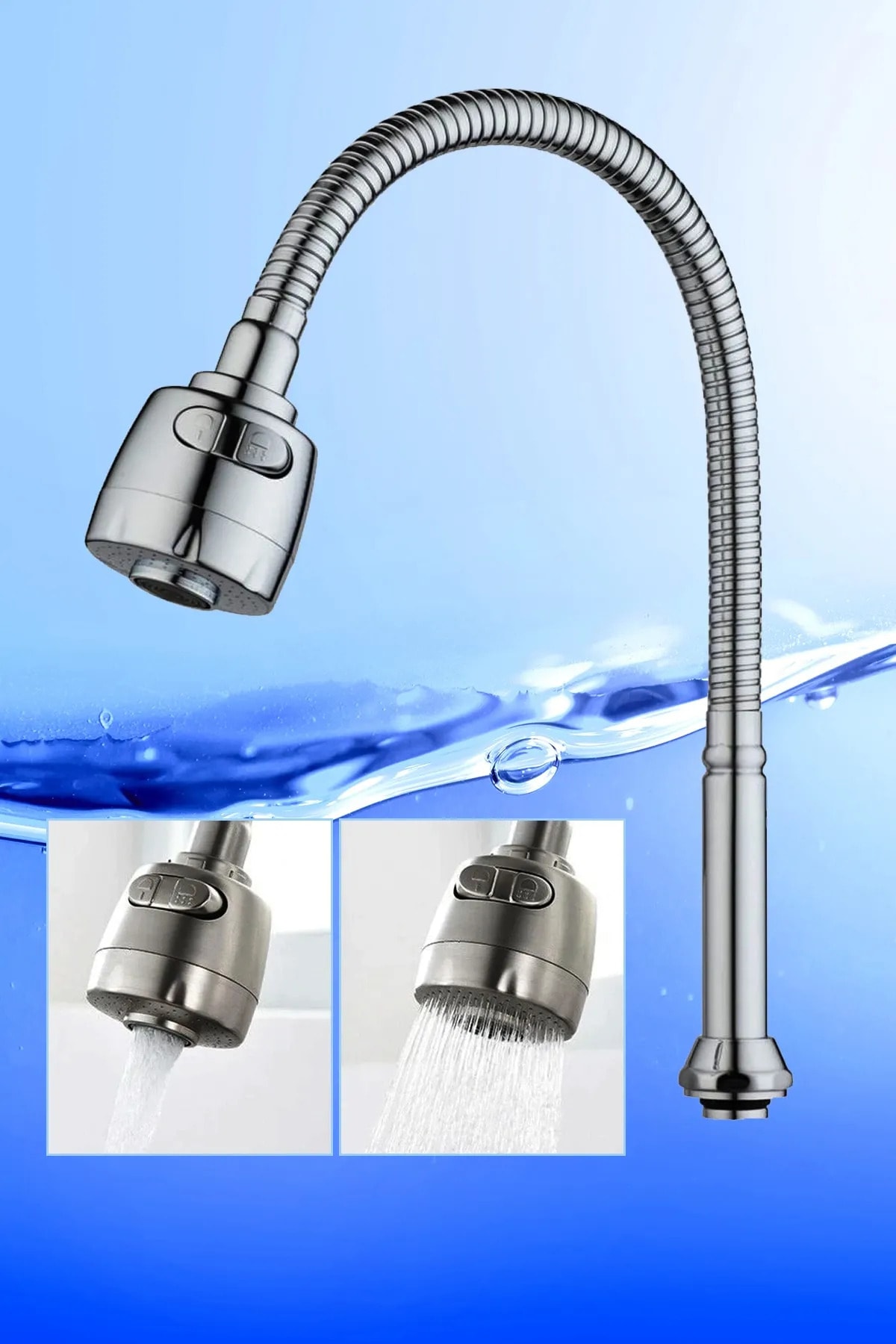 lupobianco Lupobıanco Krom Oynar Başlıklı Spiral Klasik Kubar Lavabo Mutfak Esnek Musluk