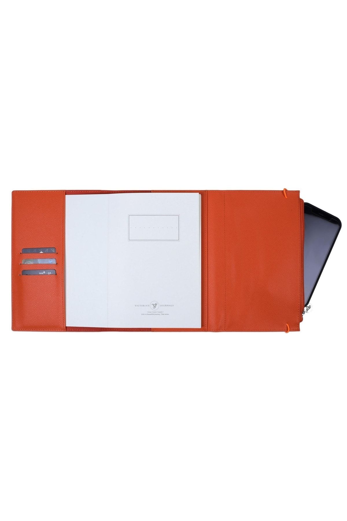 Victoria's Journals-Zipco Clutch Soft Protector مرن بسحاب وجيب مخطط مقاس 14 × 20 سم برتقالي 2
