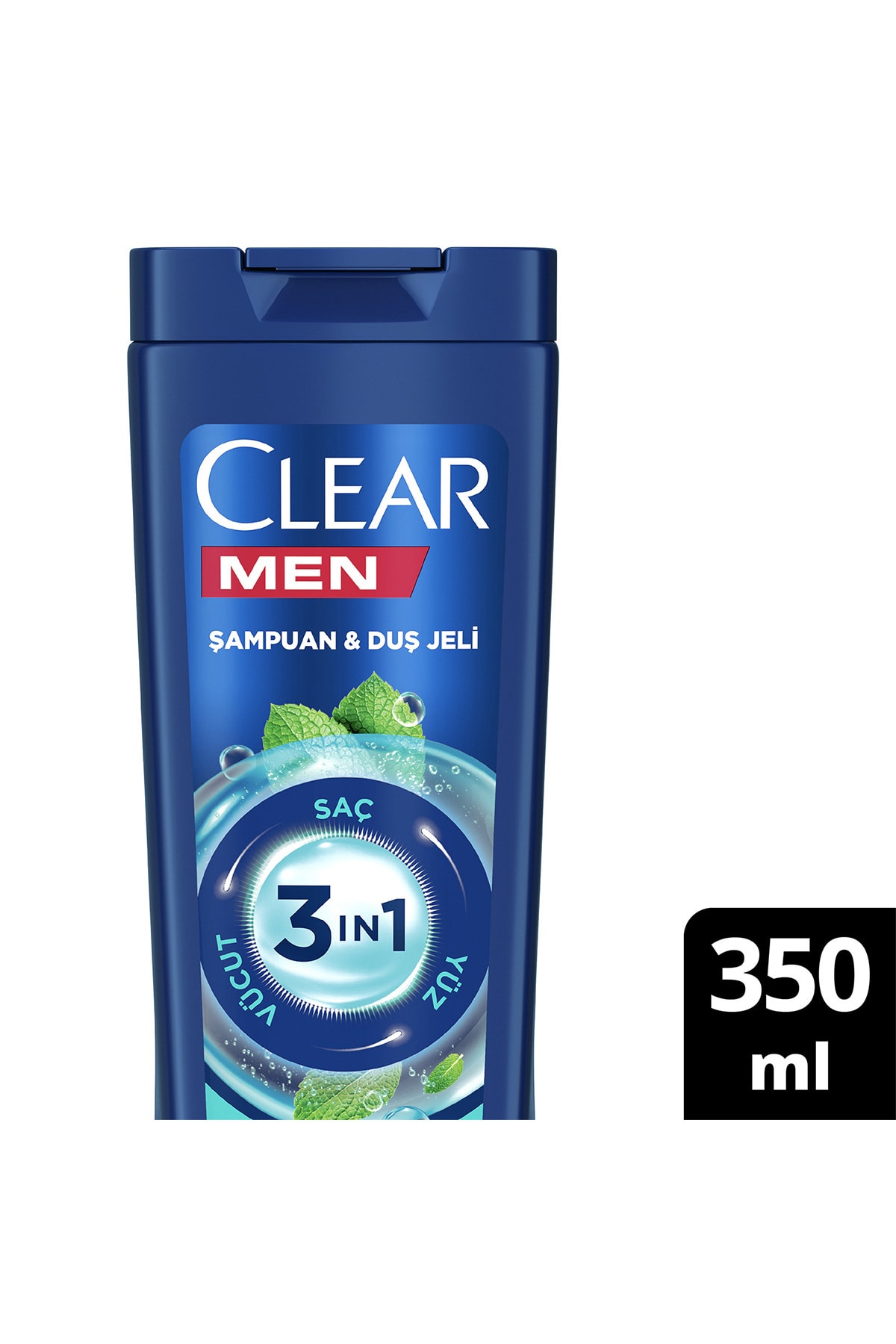 Clear Men 3 In 1 Şampuan & Duş Jeli Ferahlatıcı Mentol Etkisi Saç Yüz Vücut Için 350 Ml