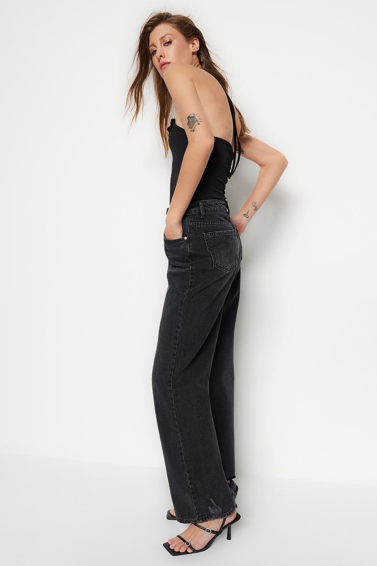 Trendyol Collection Jeans Schwarz Wide Leg
