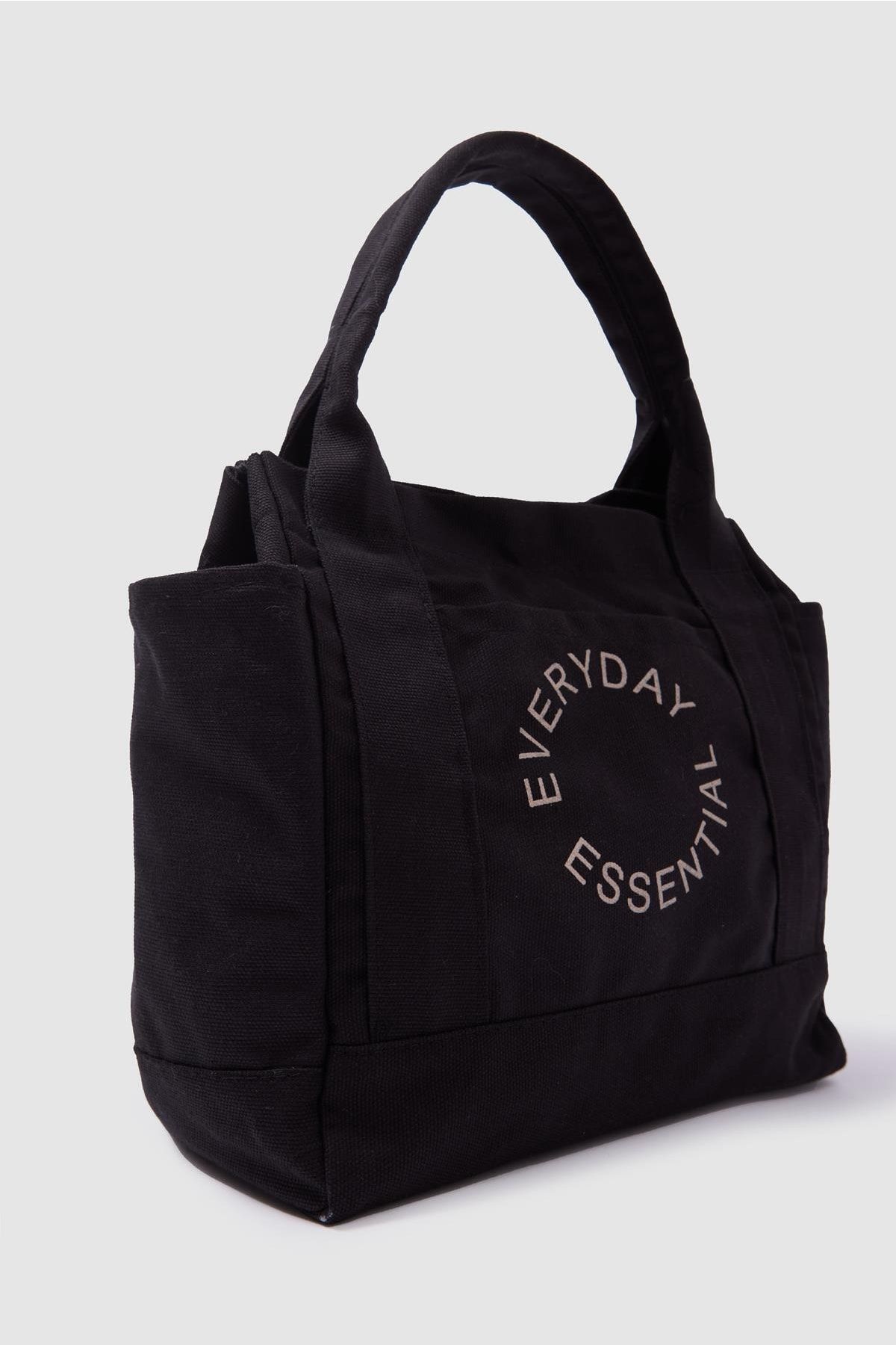 Shule Bags Kanvas Kumaş Siyah Everyday Tote Bag Benjamin SN9229