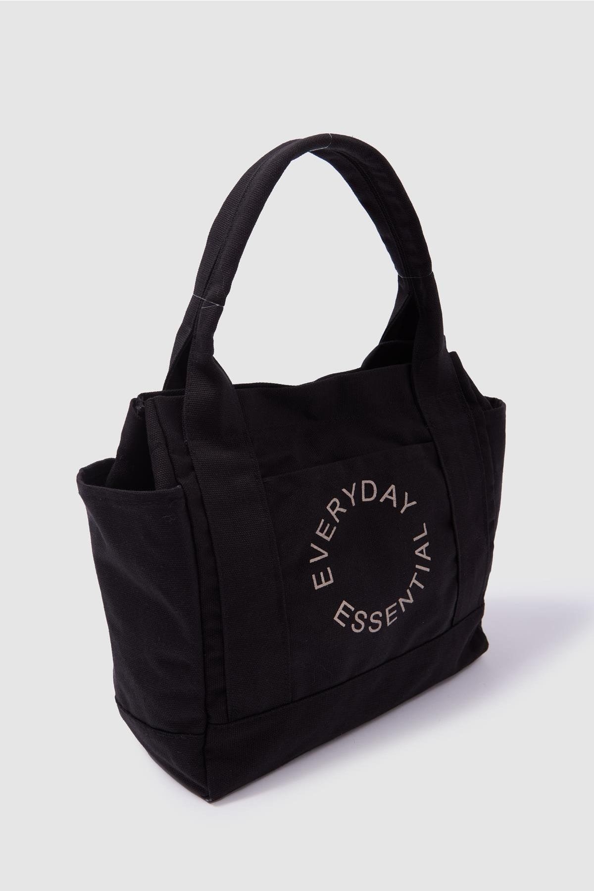 Shule Bags Kanvas Kumaş Siyah Everyday Tote Bag Benjamin SN9229