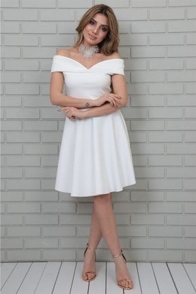 Kadın Esnek Scuba Kumaş Straplez Yaka Beyaz Abiye Elbise Beyaz Nişan Elbisesi Nikah Elbisesi 019 lovebox-tra-19-A