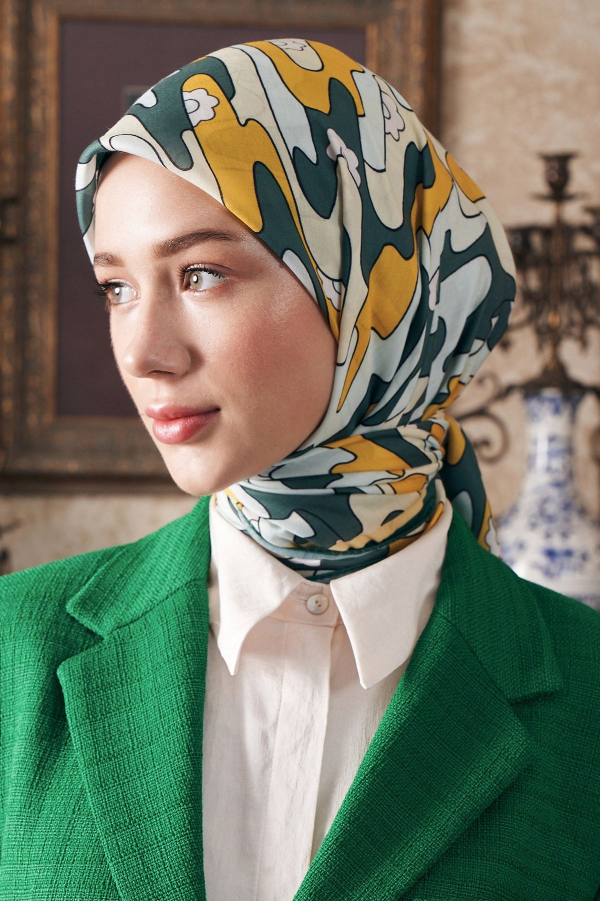 Green cotton scarf new arrivals
