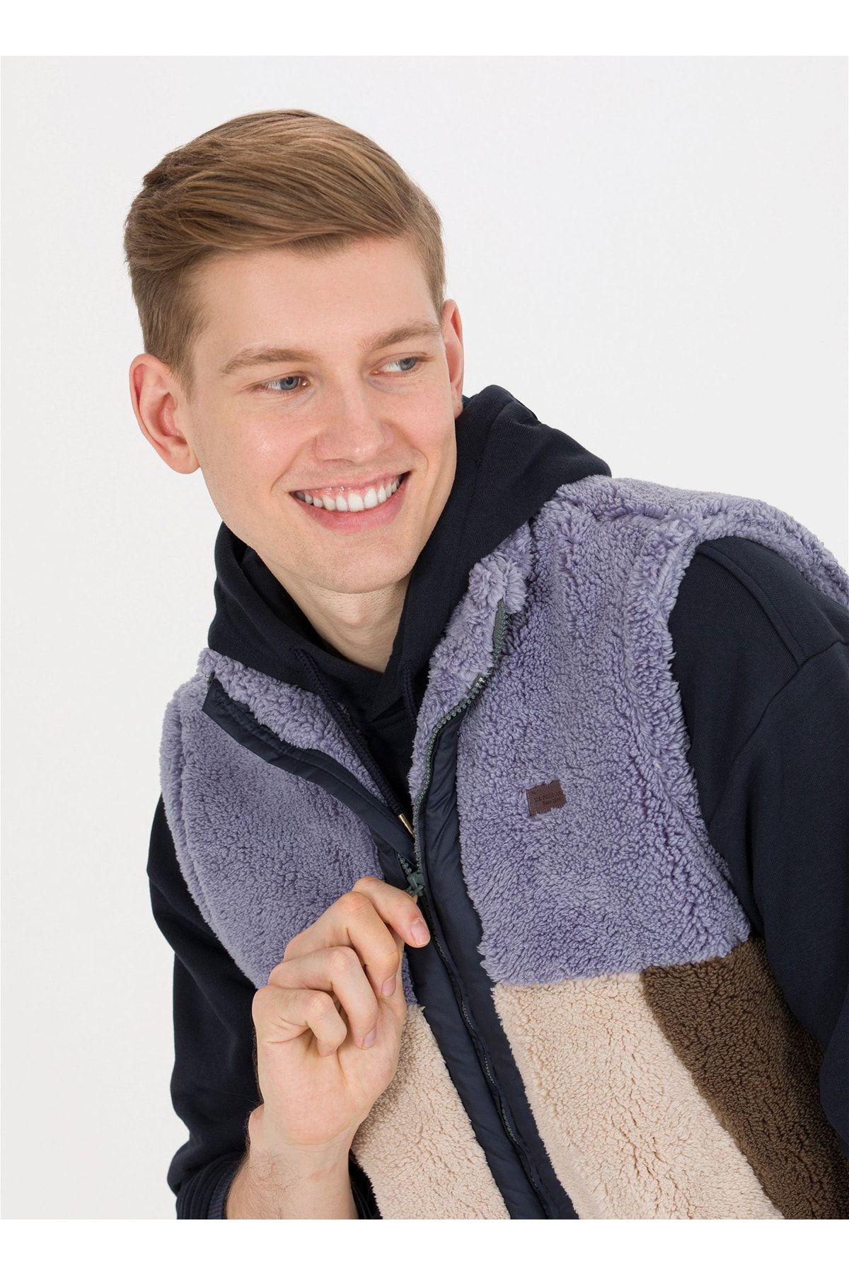 ژاکت کش باف پشمی مردانه خاکستری U.S. Polo Assn.