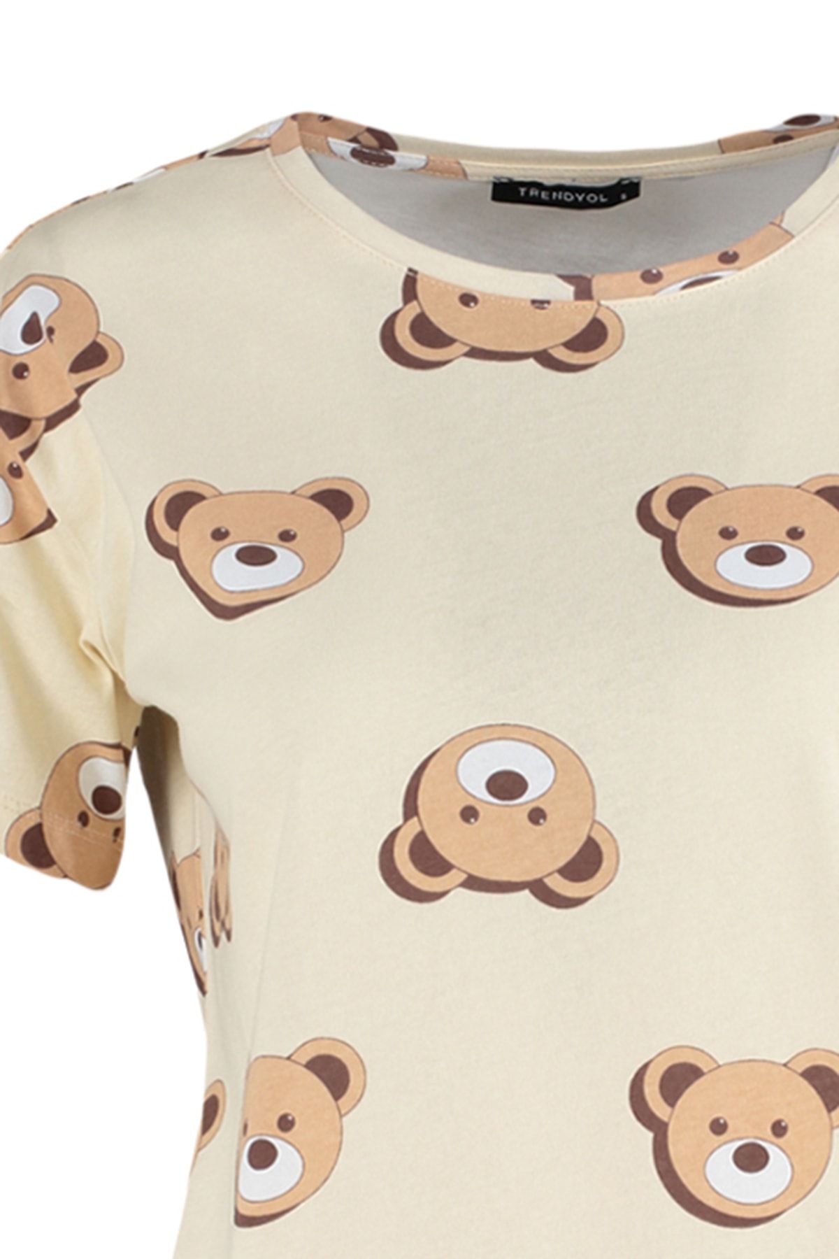 Trendyol Collection-Pyjama-Set aus 100 % Baumwolle mit Ecru-Shorts – THMSS23PT00005 8