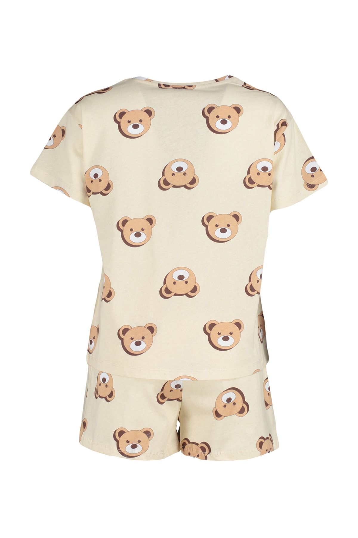 Trendyol Collection-Pyjama-Set aus 100 % Baumwolle mit Ecru-Shorts – THMSS23PT00005 9