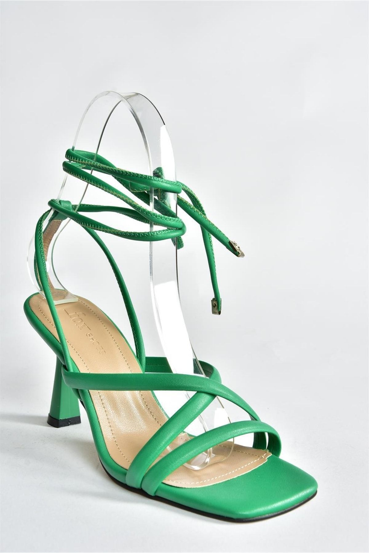 Fox Shoes-Füves zöld bokapántos női sarkú cipő K404070209 6