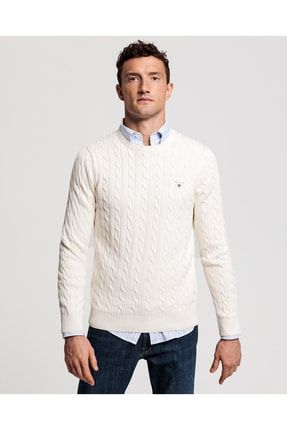 Cotton Cable Knit Crew Neck Sweater 8050501