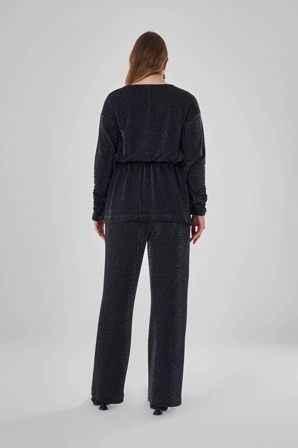 Mizalle-Black Tunic with Silver Glitter 6