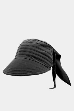 Kadın Safari Bağlamalı Eşarp Siperli Bandana Plaj Şapkası Siyah TXE9CEF60B389