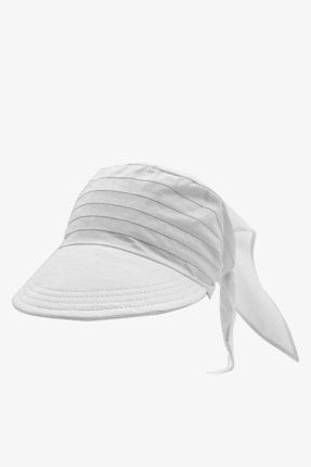 Kadın Beyaz Safari Bağlamalı Siperli Bandana Plaj Şapkası TXE9CEF60B258
