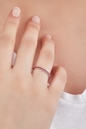 Omorfi Silver Garnet Taşlı (LAL TAŞI) 925 Ayar Gümüş Tek Sıra Tam Tur Yüzük