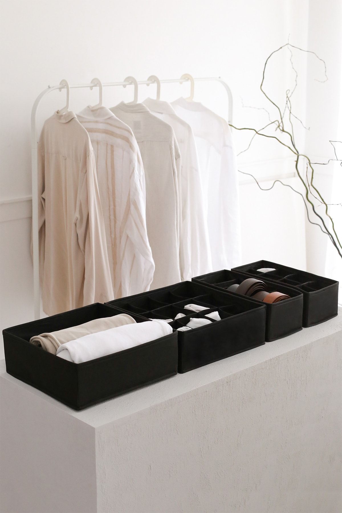 REKHOME-4 piese negru camera copiilor dulap sertar lenjerie intima organizator șosete organizator fagure acordeon 2