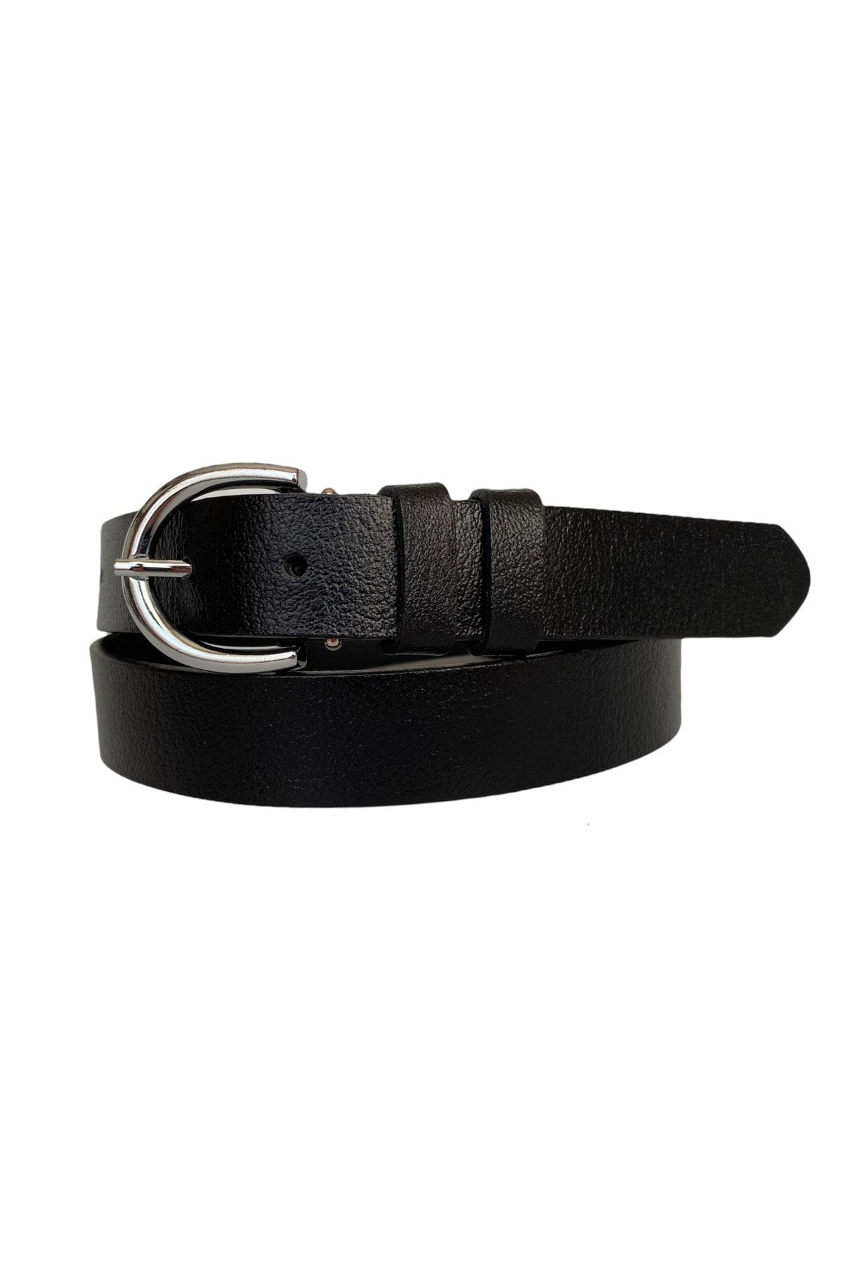 Thin black belt discount with silver buckle