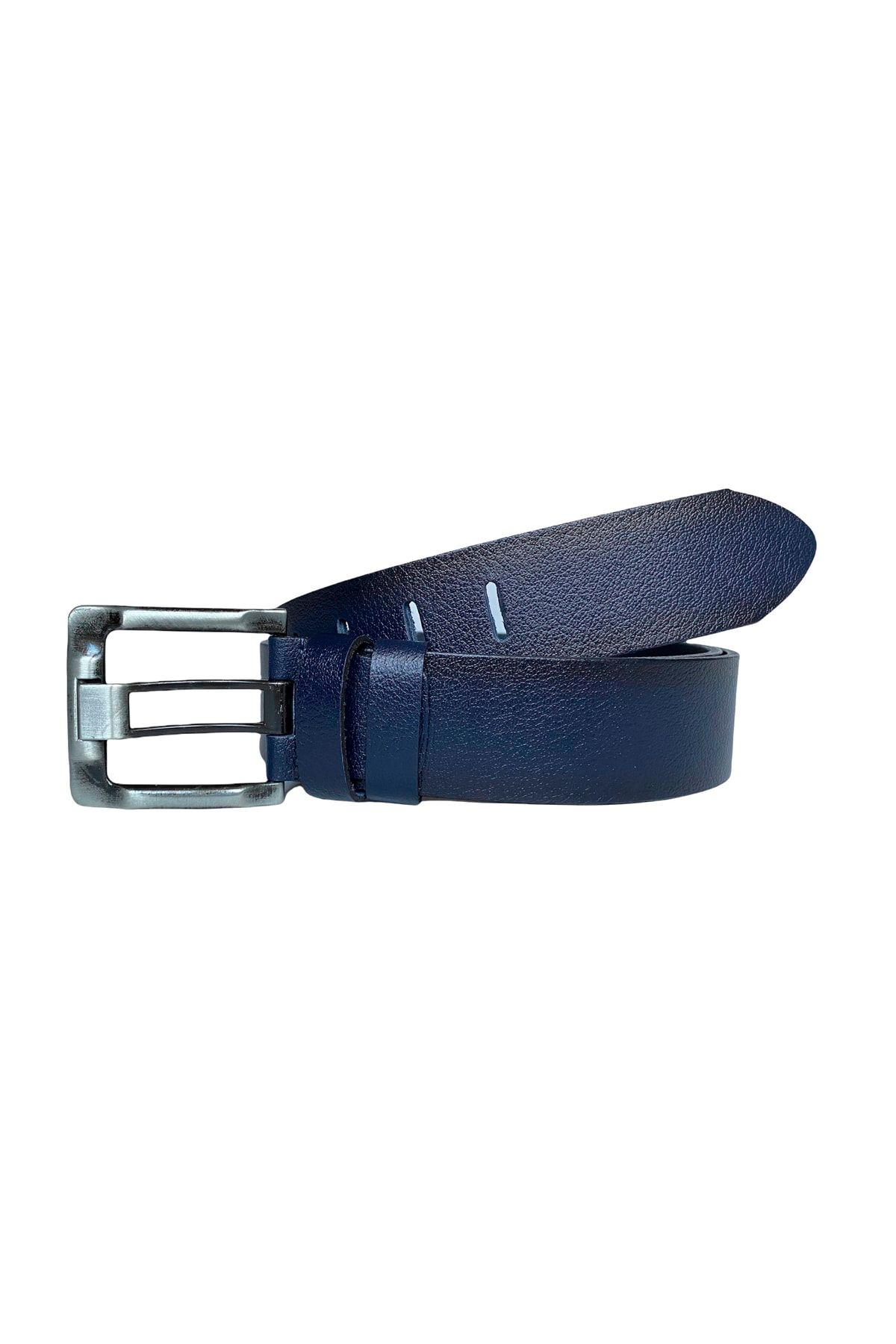 GoDeri-100% Genuine Quality Leather 4.5 cm Wide Tongue Navy Blue Jeans, Sports Belt=dk-genis 3