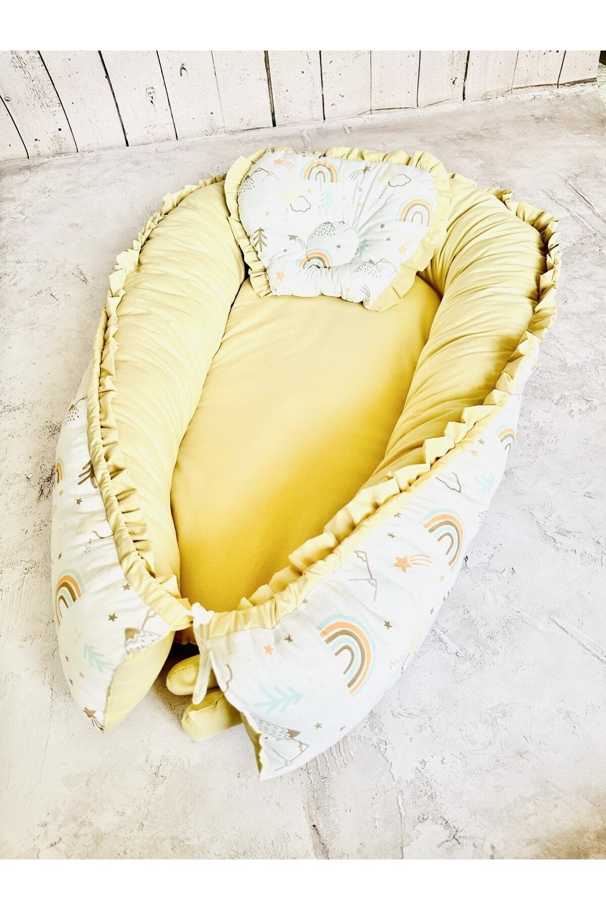 JUNİPERUS Baby Nest Gökkuşağı Fırfırlı Ortopedik Çift Taraflı Bebek Yatağı Anne Yanı Bebek Yatağı fotoğrafı 2 (önizleme)