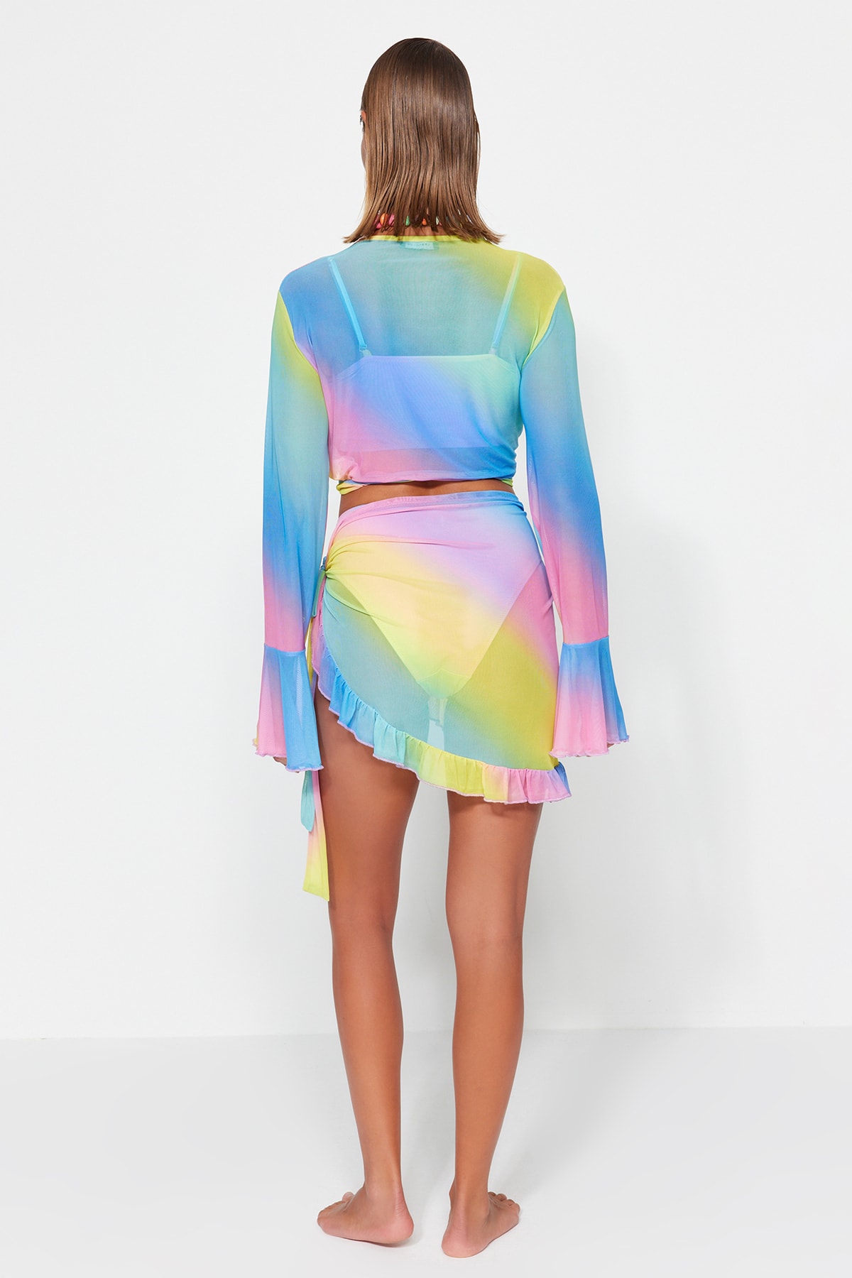 Trendyolmilla  Degrade Örme Bağlama Detaylı Plaj Bluz-Etek Takım TBESS23AU00034 - Görsel 6