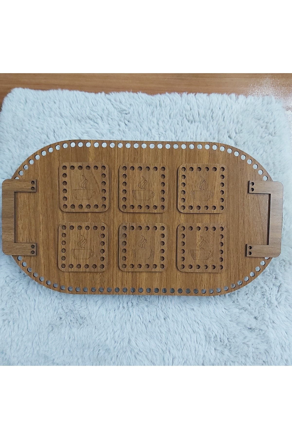 aladepo Ahşap Oval Çay Seti (ceviz)