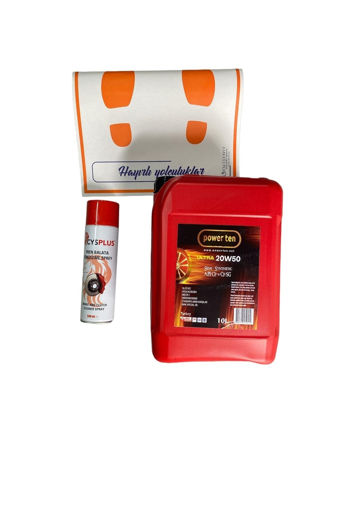 Powerten 20W50 Motor Yağı 10 Litre + Balata Sprey | Motor Temizlik Seti