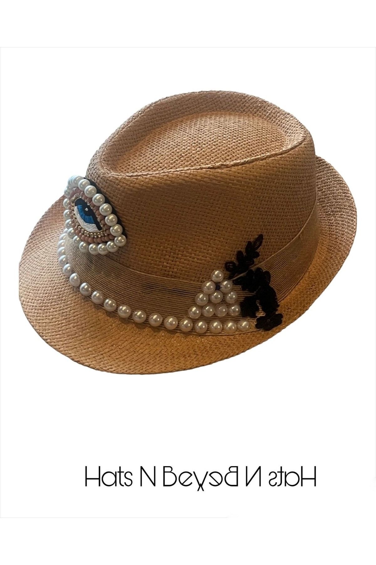 Hats N Beyond Hasır Şapka Inci Göz FB6170