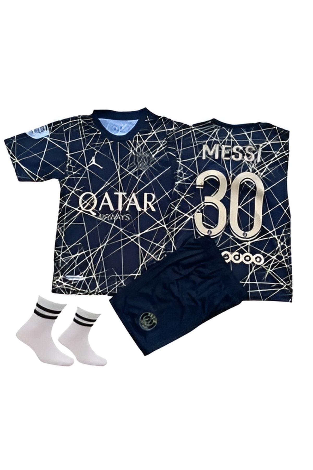 Messi Özel Tasarım Yeni Sezon Psg Çoçuk Forma Seti (FORMA,ŞORT VE TOZLUK) (22-23)