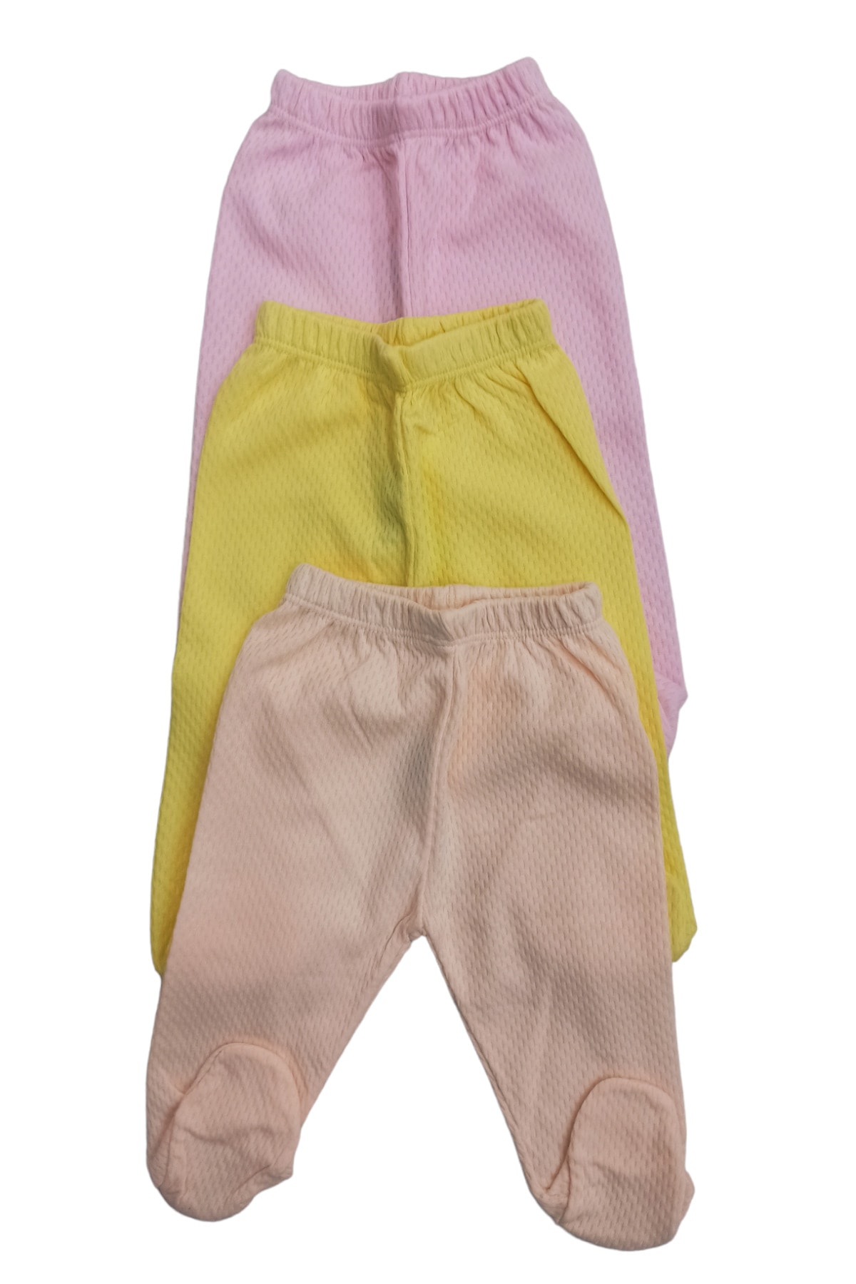 به به دینو پاپوش نوزادی پارچه‌ای تنفس‌پذیر پایین، رنگ ثابت (بسته ۳ عددی صورتی-زرد-ماهی قزل‌آلا)