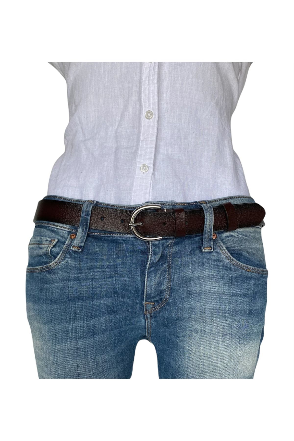 GoDeri-100% Genuine Leather Claret Red Thin Women's Belt with Silver Buckle, 3cm=3cm-kdn-01 3