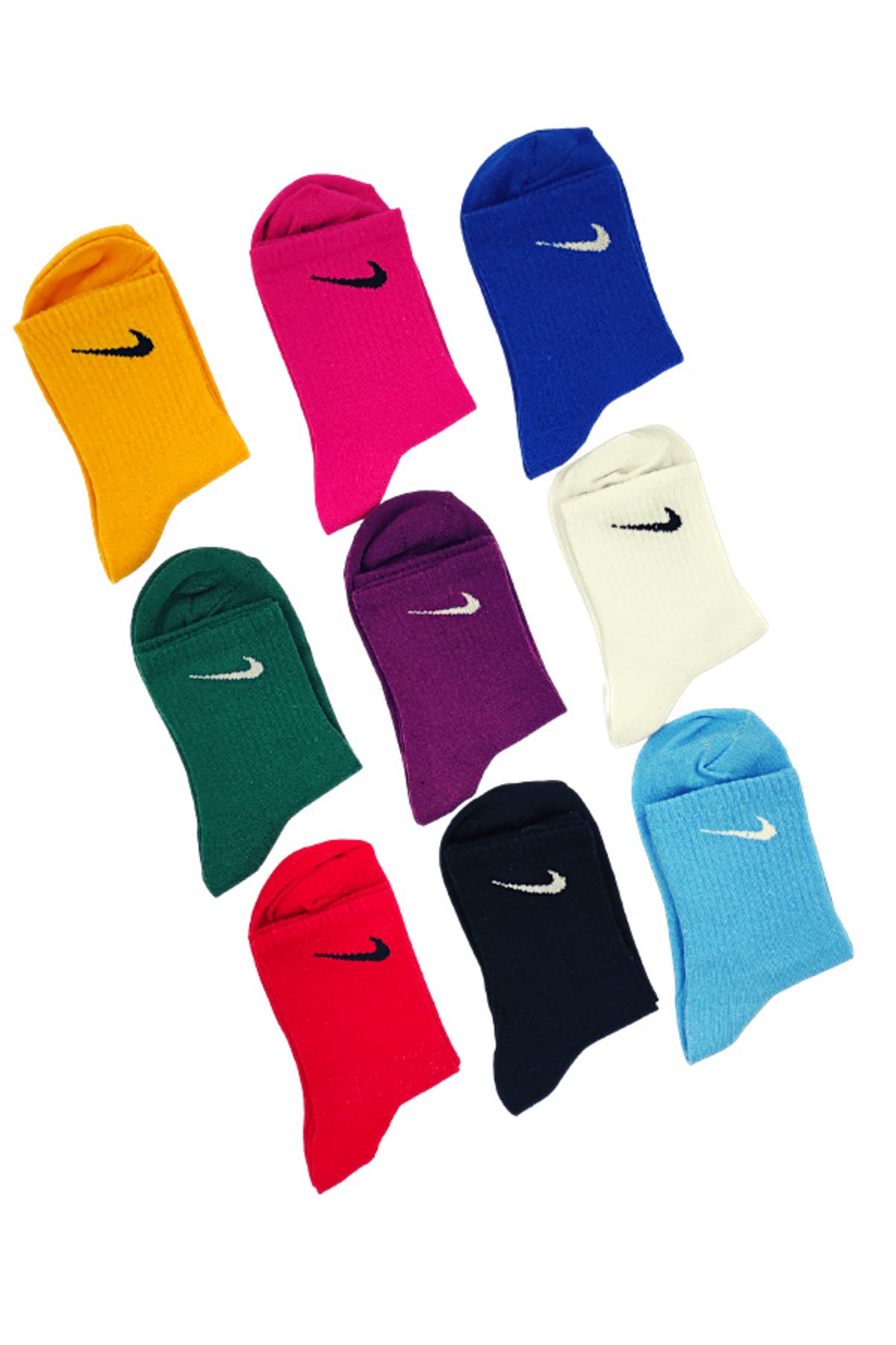 Bonapart 9'lu Unisex Çok Renkli Antrenman Spor Tenis Futbol Basketbol Koşu Soket Çorap Seti