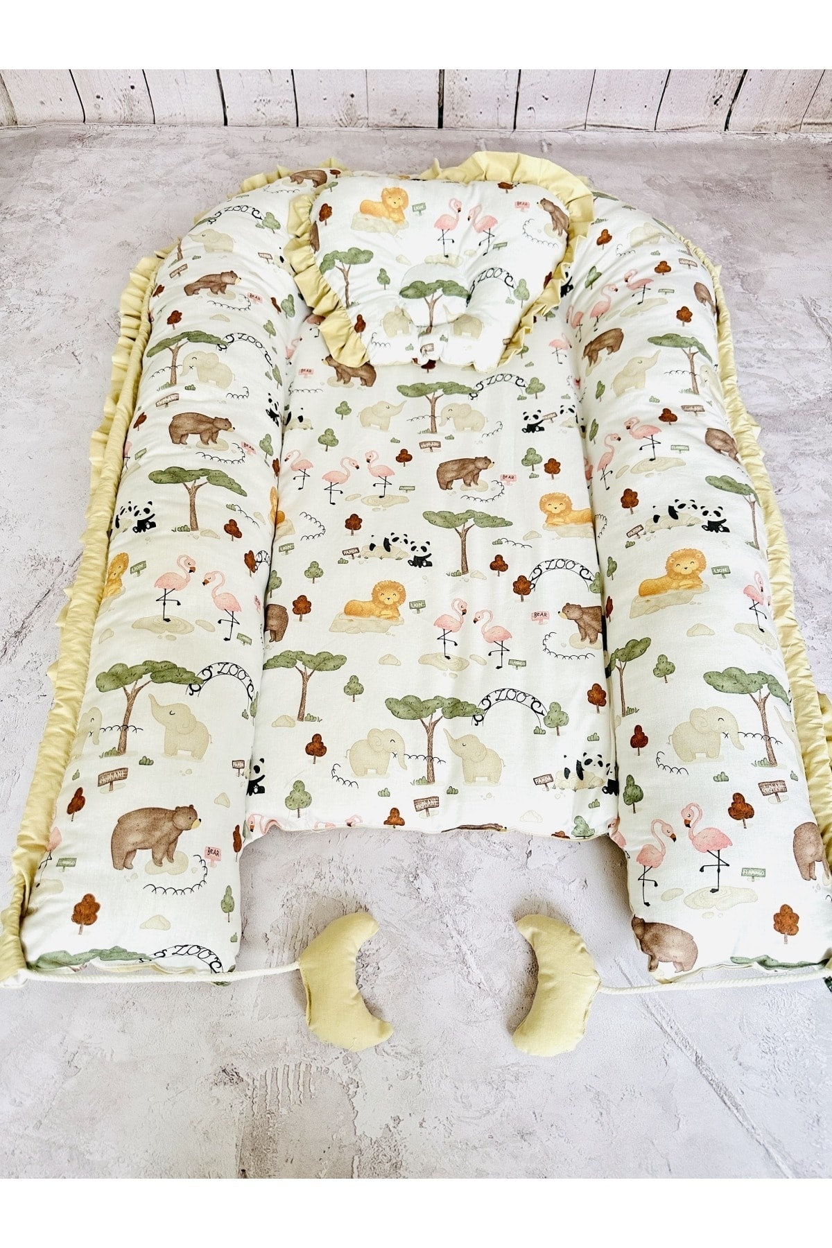 JUNİPERUS Baby Nest Zoo Fırfırlı Ortopedik Çift Taraflı Bebek Yatağı Anne Yanı Bebek Yatağı fotoğrafı 3 (önizleme)