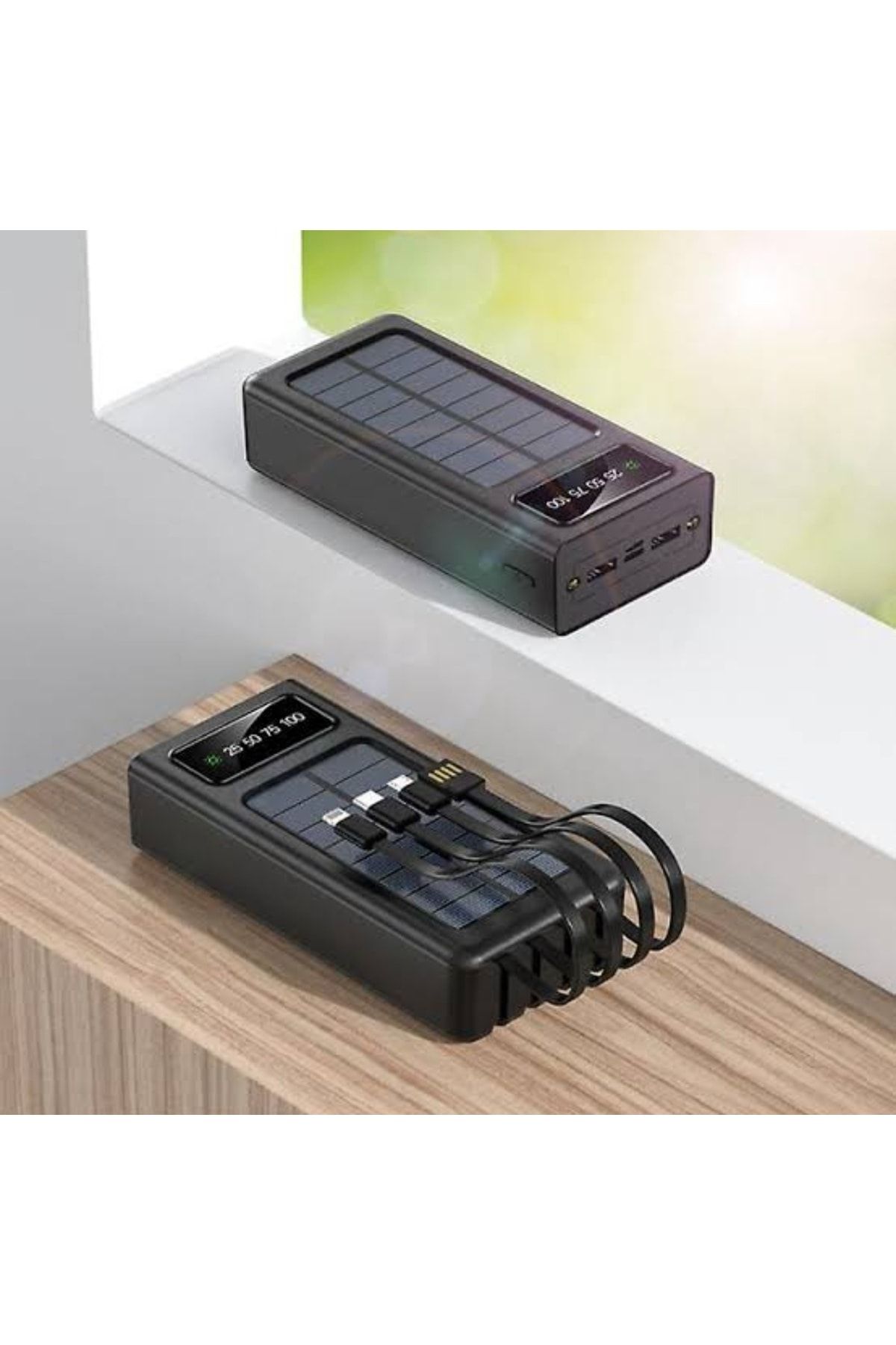 20000 Mah Güneş Enerjili Powerbank Ios Android Uyum Lcd Ekranlı Type C Mikro Usb Lightning Çıkışlı #4