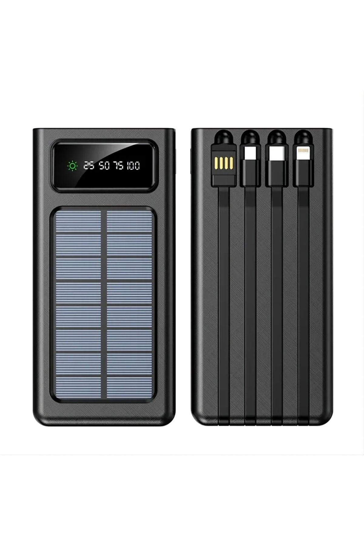 20000 Mah Güneş Enerjili Powerbank Ios Android Uyum Lcd Ekranlı Type C Mikro Usb Lightning Çıkışlı #5