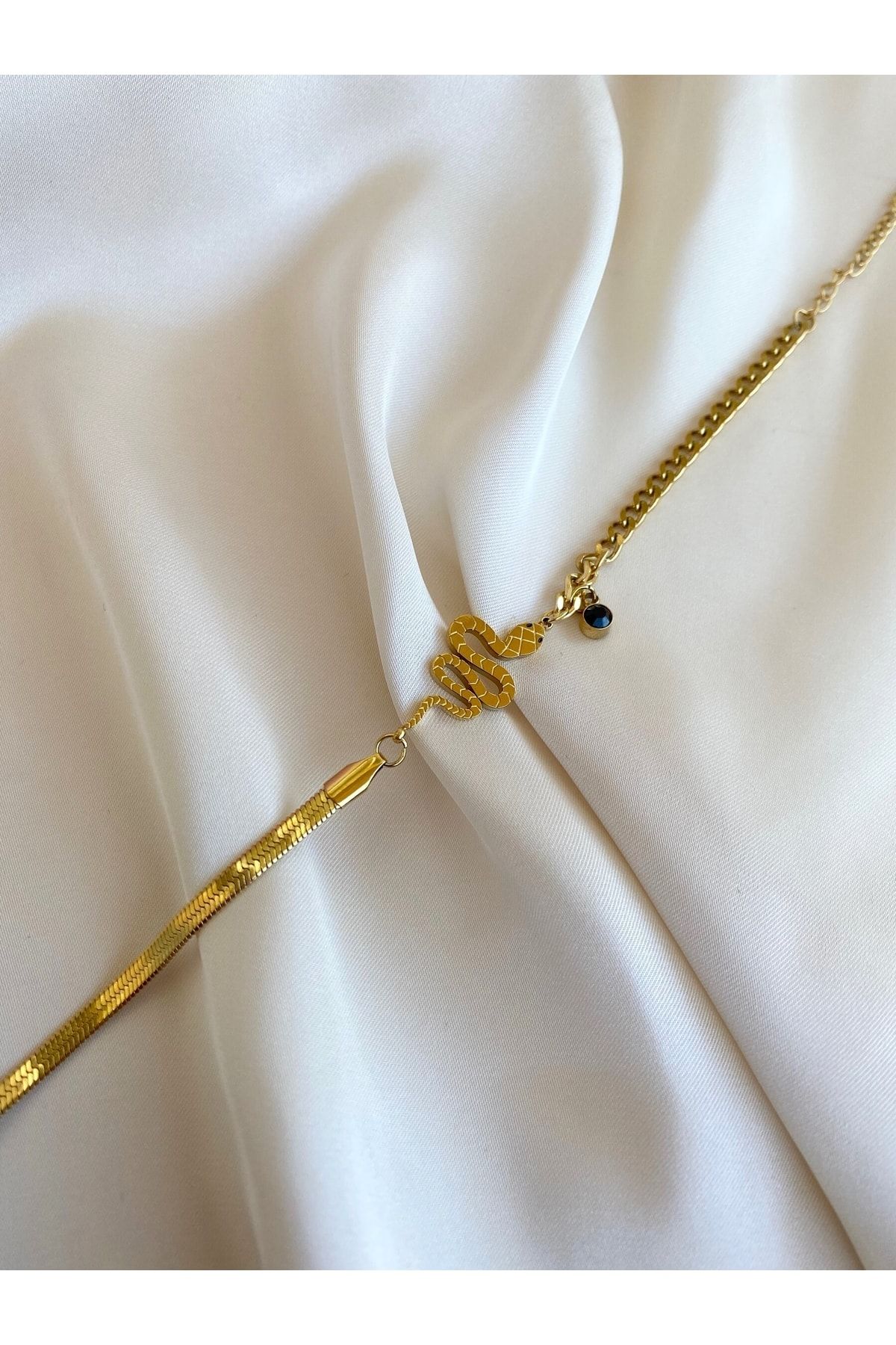 FS TAKI AKSESUAR Guaranteed Steel Gold Snake Italian Bracelet