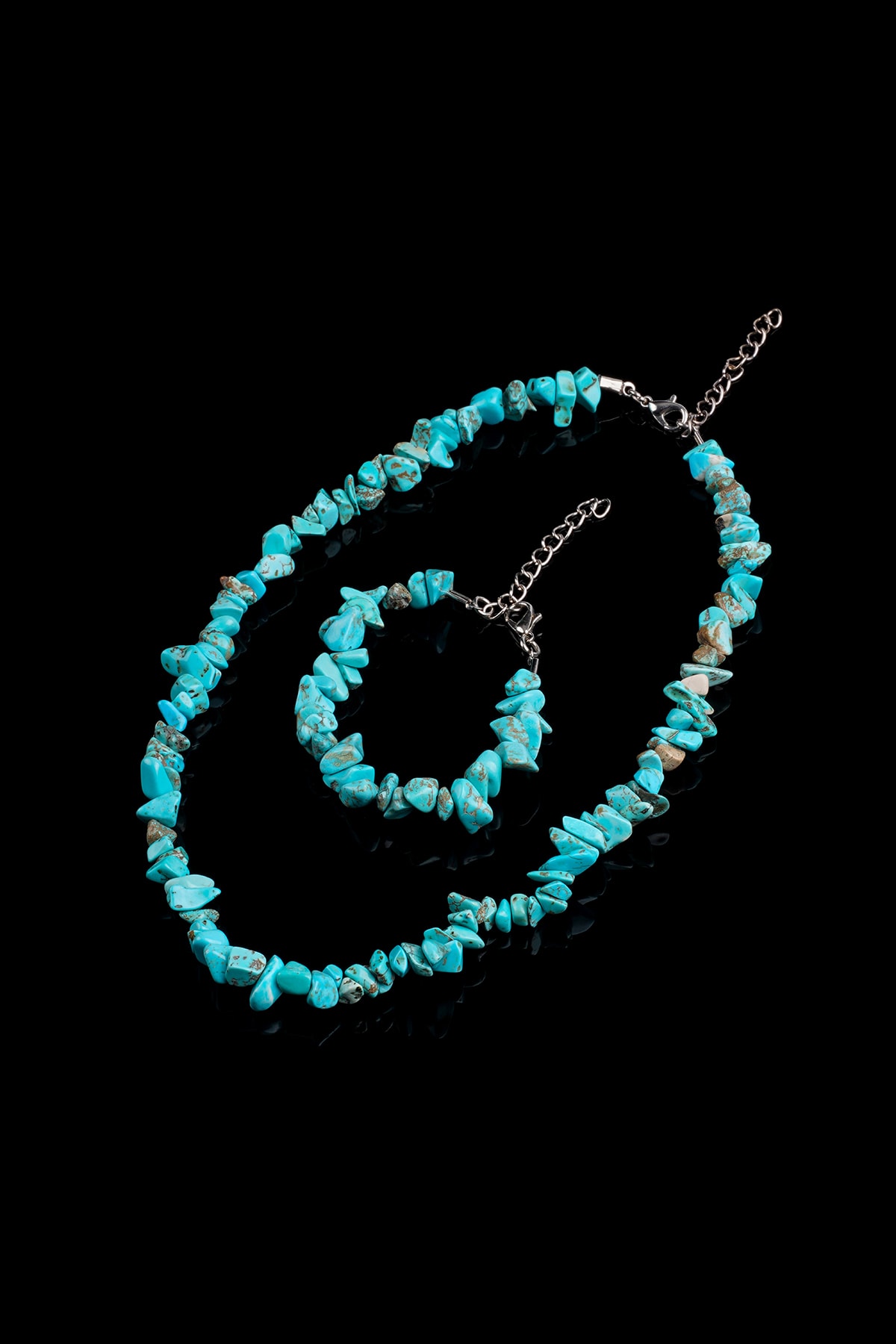 Turquoise Broken Natural Stone Bracelet-Necklace Set Tky0269