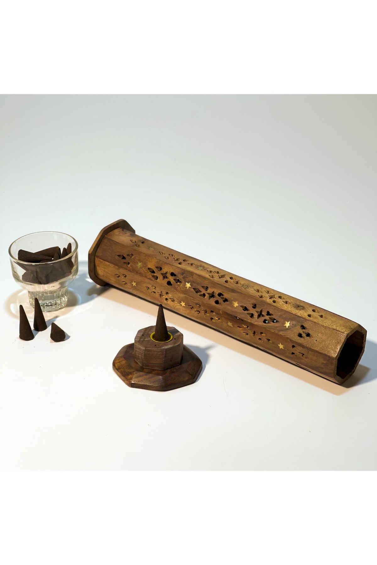 Wooden Tower Conical Incense Holder