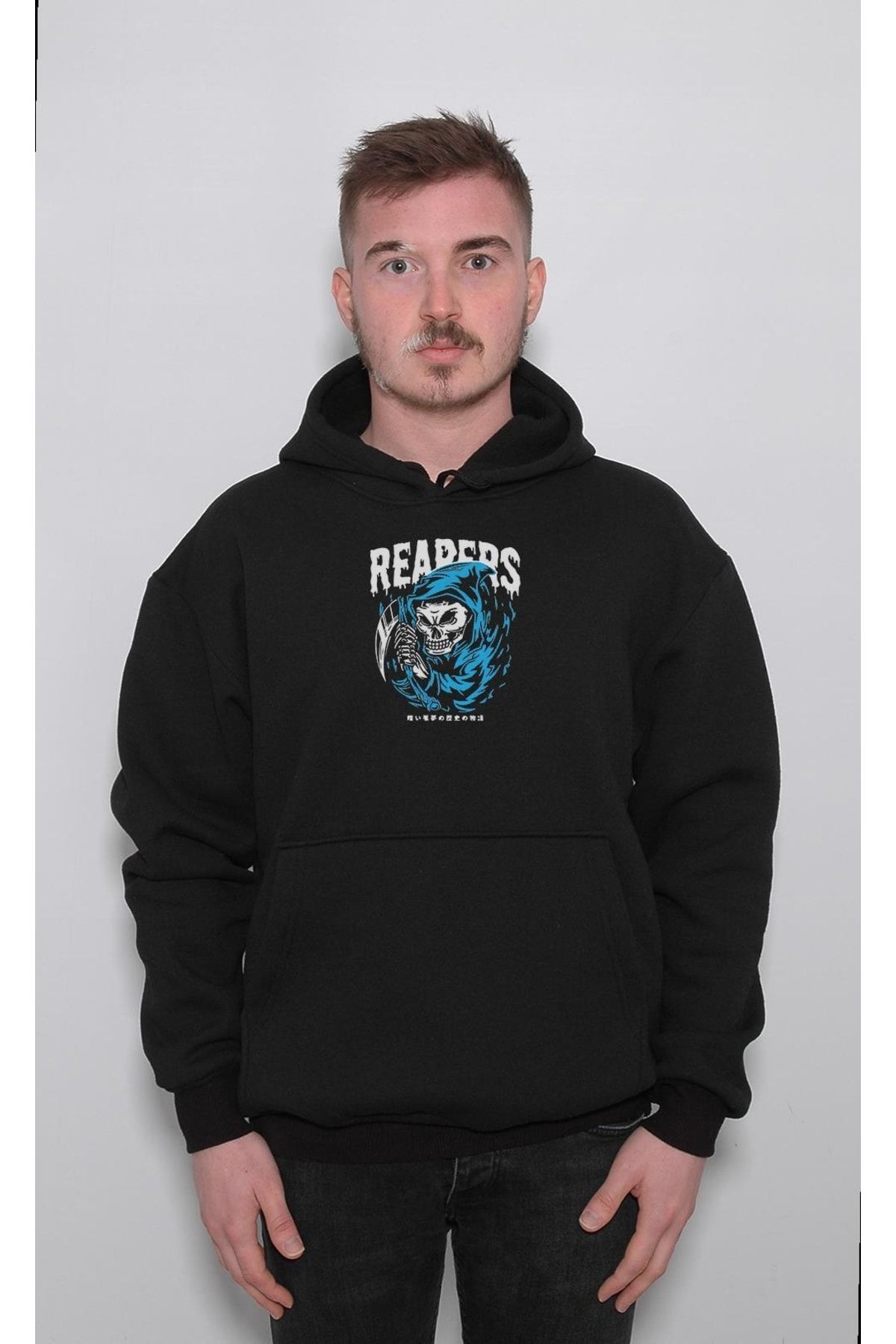 baskwear Hanorac Cu Glugă Unisex Reaper Skull - Hanorac Cu Coasă Unisex - L