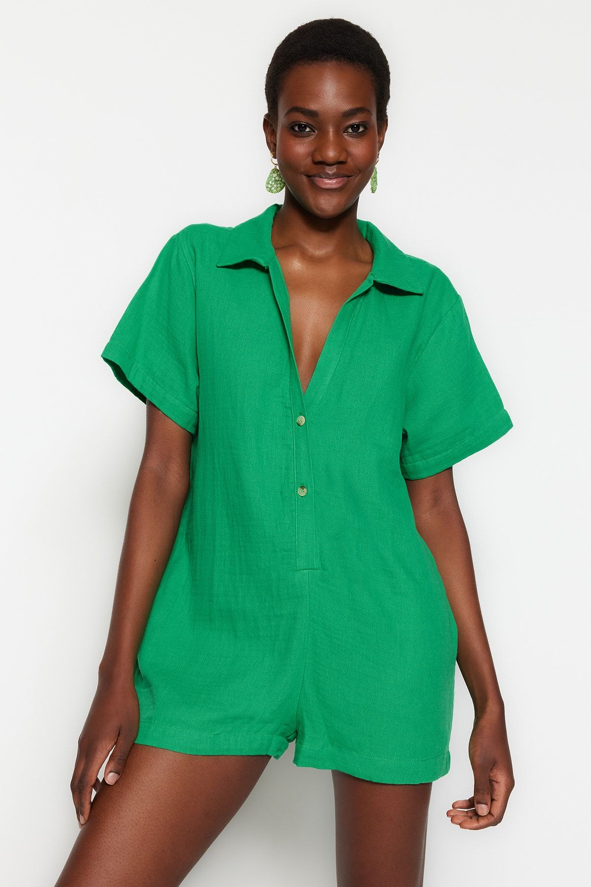 Green shop utility playsuit