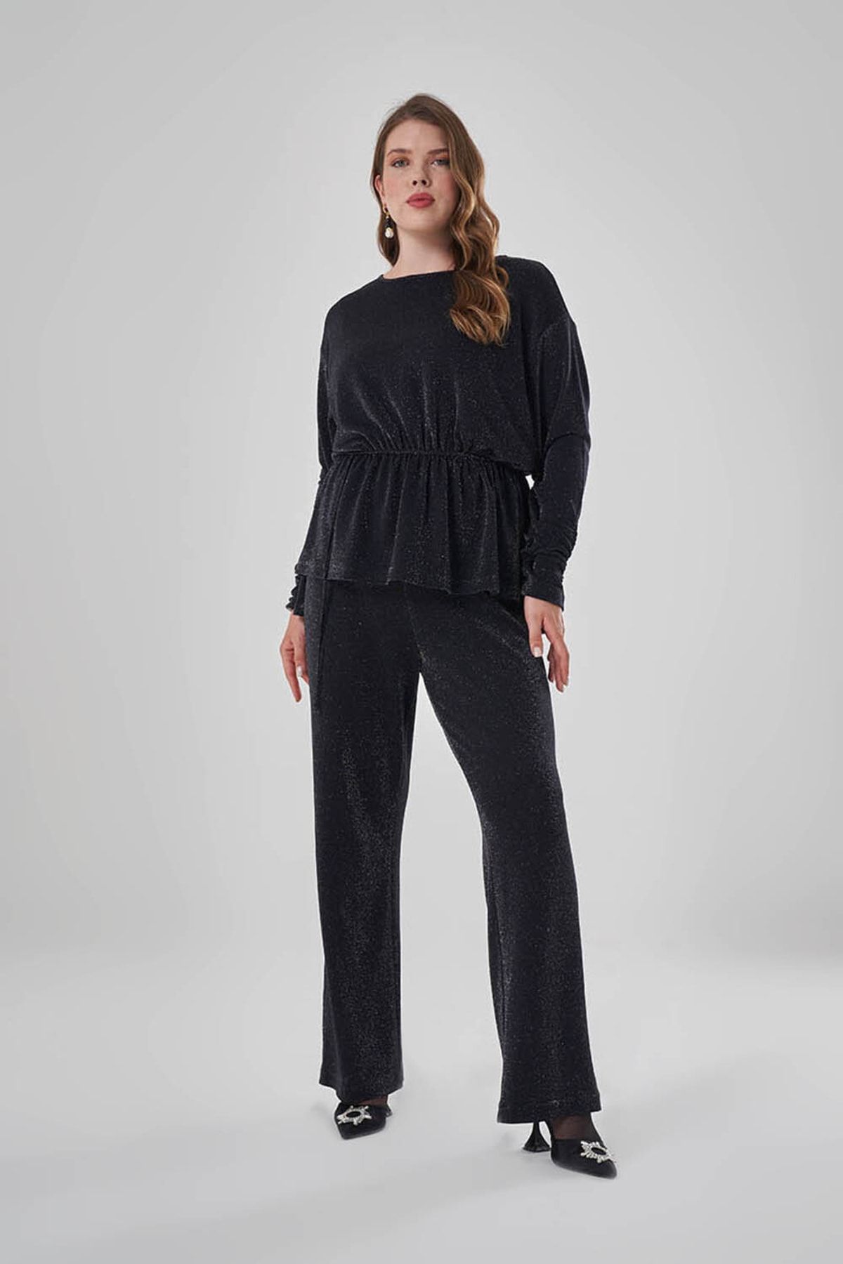 Mizalle-Black Tunic with Silver Glitter 3