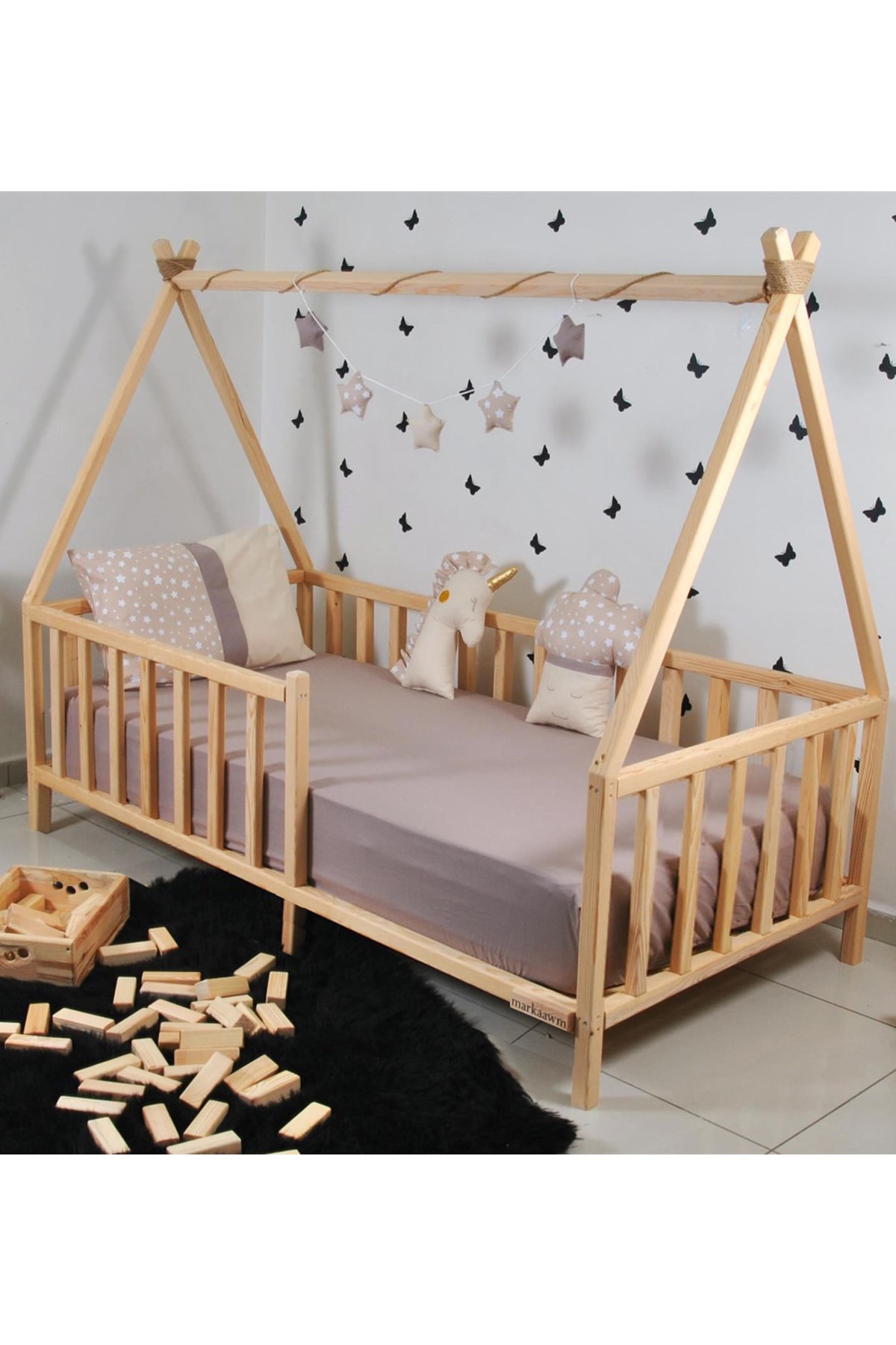 Bayev Montessori Çocuk Yatak Çadır Karyola