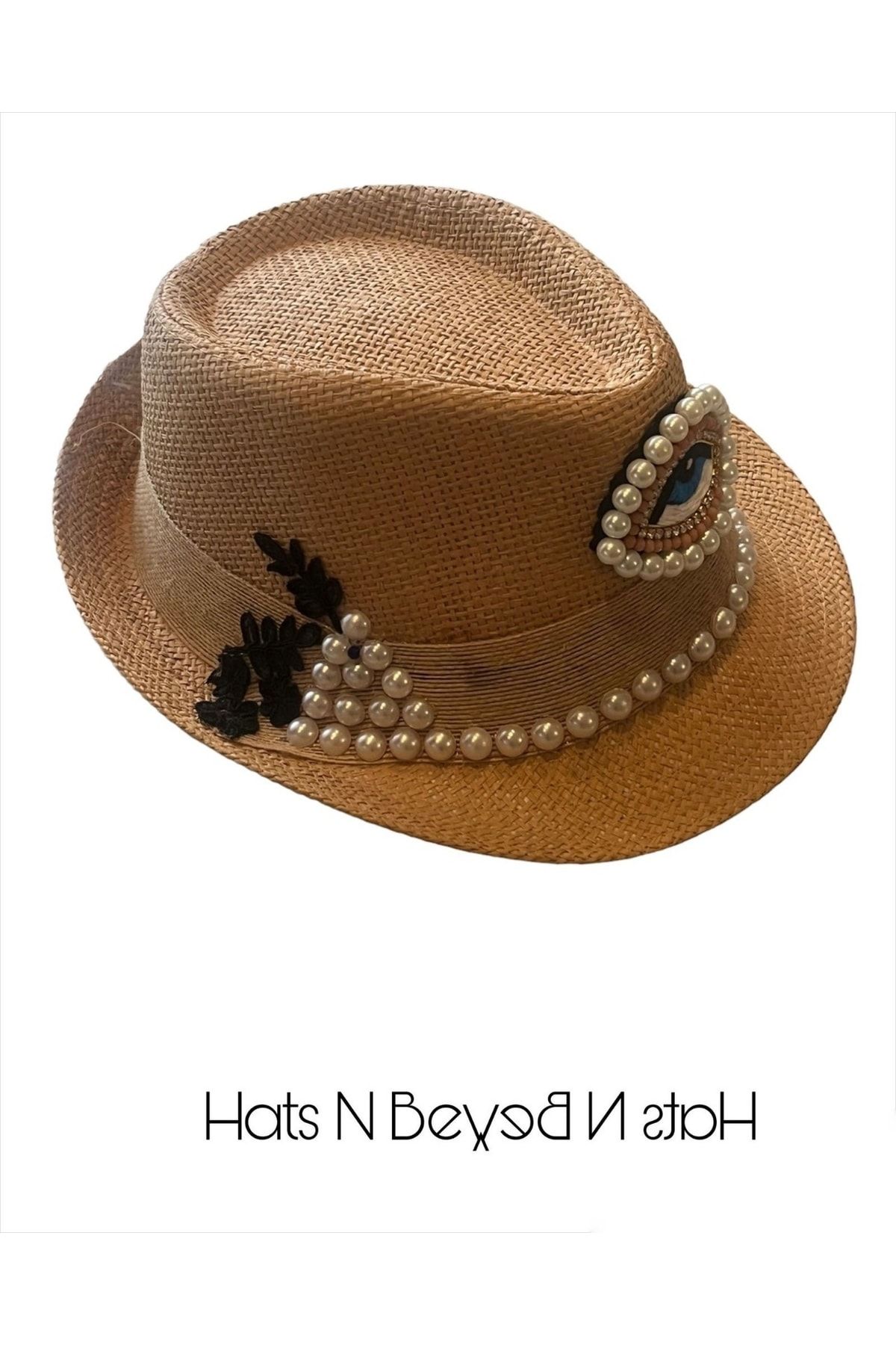 Hats N Beyond Hasır Şapka Inci Göz FB6170