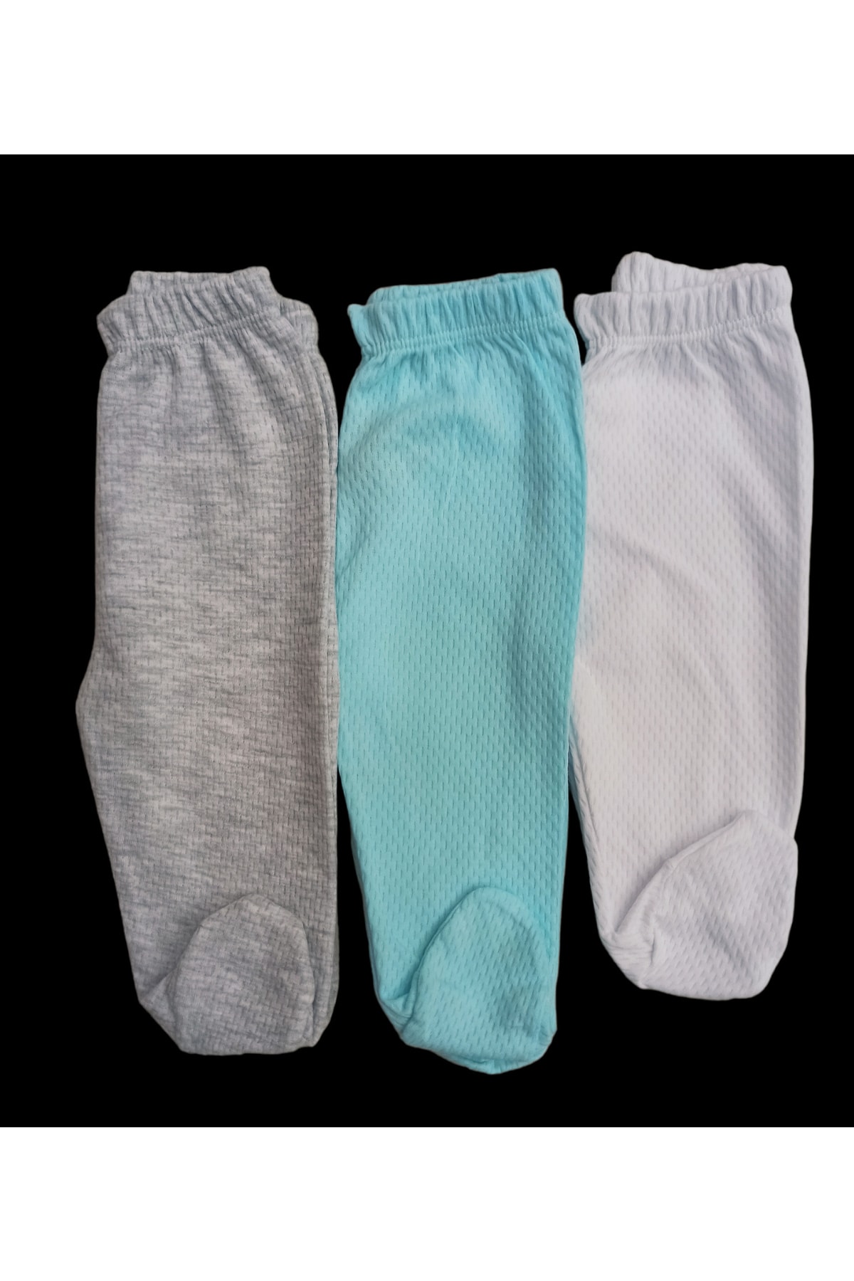  پاپوش نوزادی پارچه‌ای تنفس‌پذیر پایین، رنگ ثابت (بسته ۳ عددی سفید-خاکستری-سبز فیروزه‌ای)