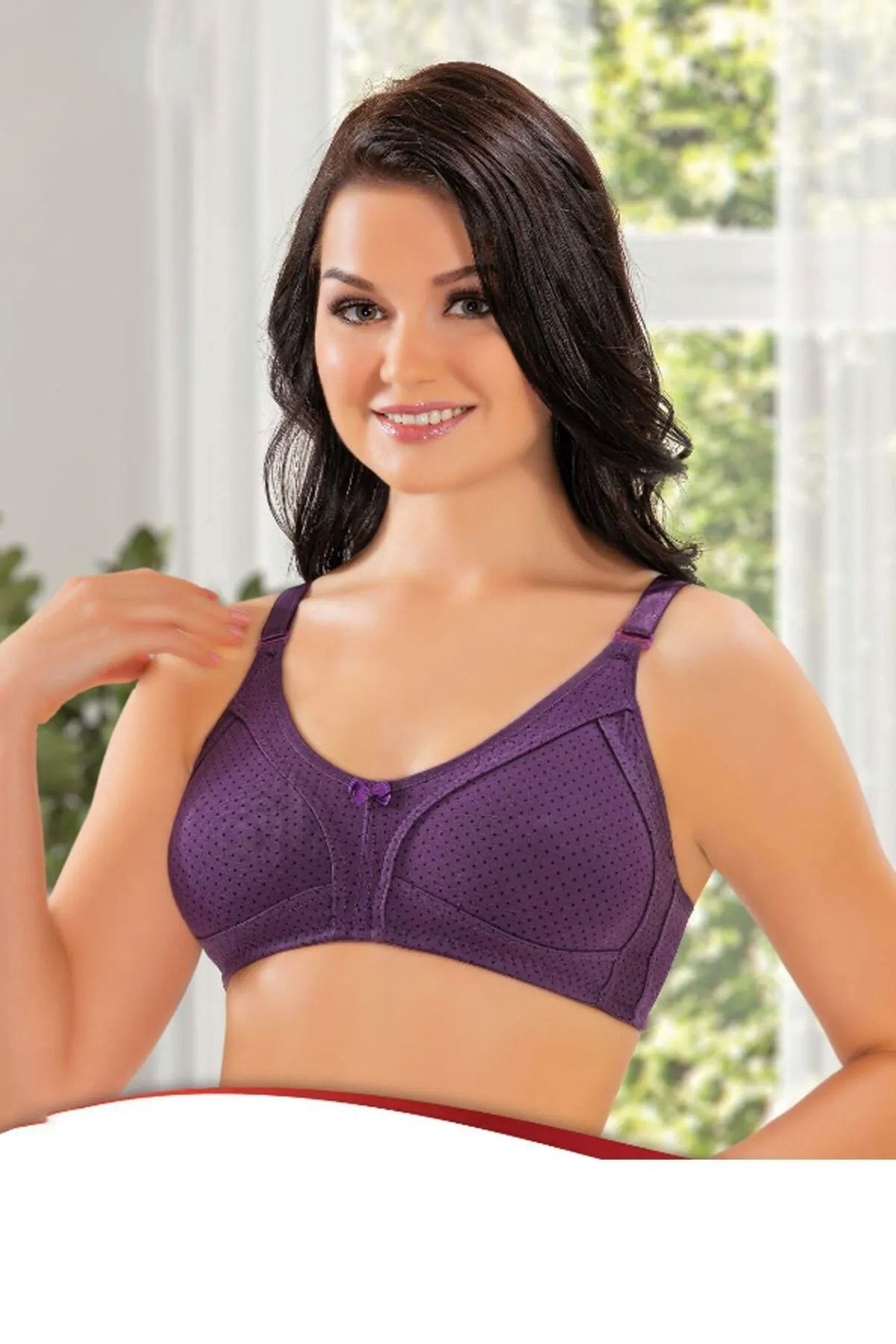 by İGP Women's Purple Polka Dot Soft Sponge Bra - Trendyol