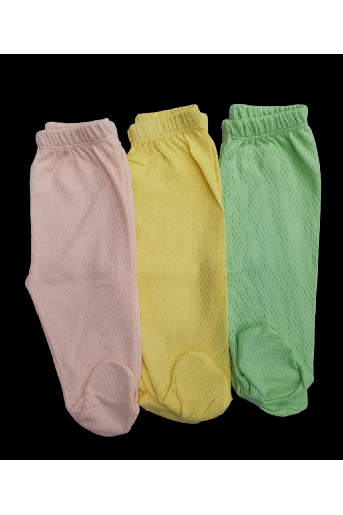  پاپوش نوزادی، پارچه‌ای تنفس‌پذیر، رنگ ثابت (بسته ۳ عددی، بادامی-زرد-سالمون)