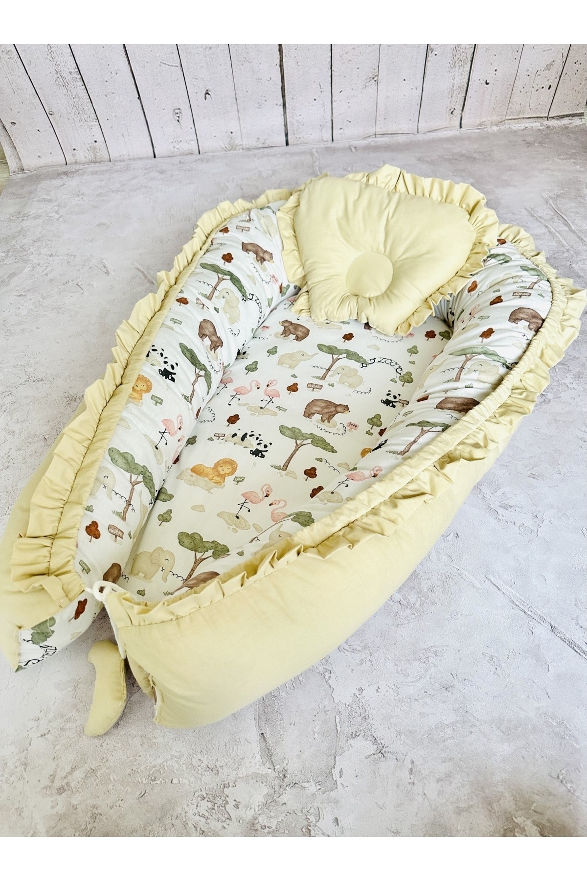 JUNİPERUS Baby Nest Zoo Fırfırlı Ortopedik Çift Taraflı Bebek Yatağı Anne Yanı Bebek Yatağı fotoğrafı 4 (önizleme)