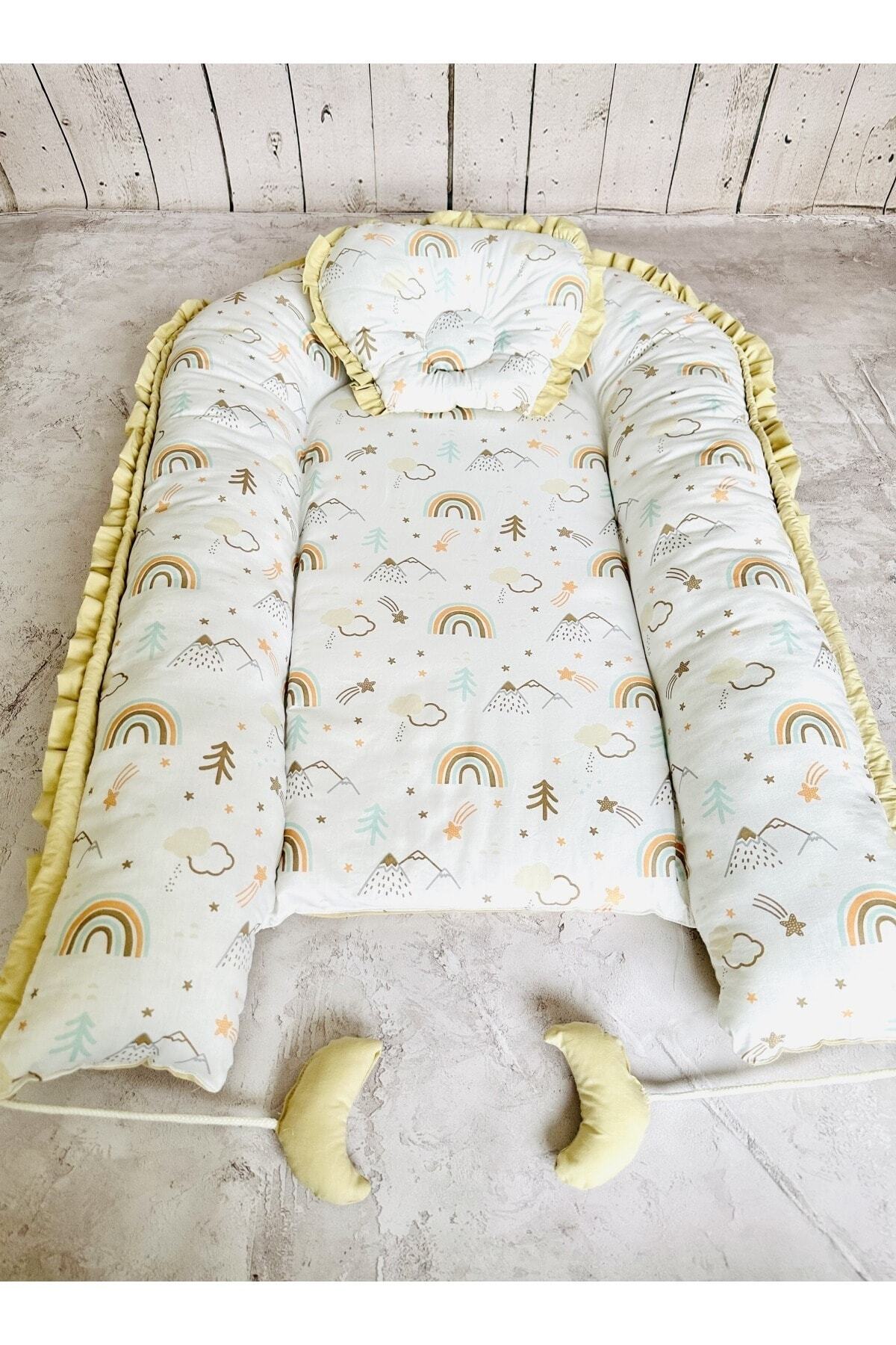 JUNİPERUS Baby Nest Gökkuşağı Fırfırlı Ortopedik Çift Taraflı Bebek Yatağı Anne Yanı Bebek Yatağı fotoğrafı 3 (önizleme)