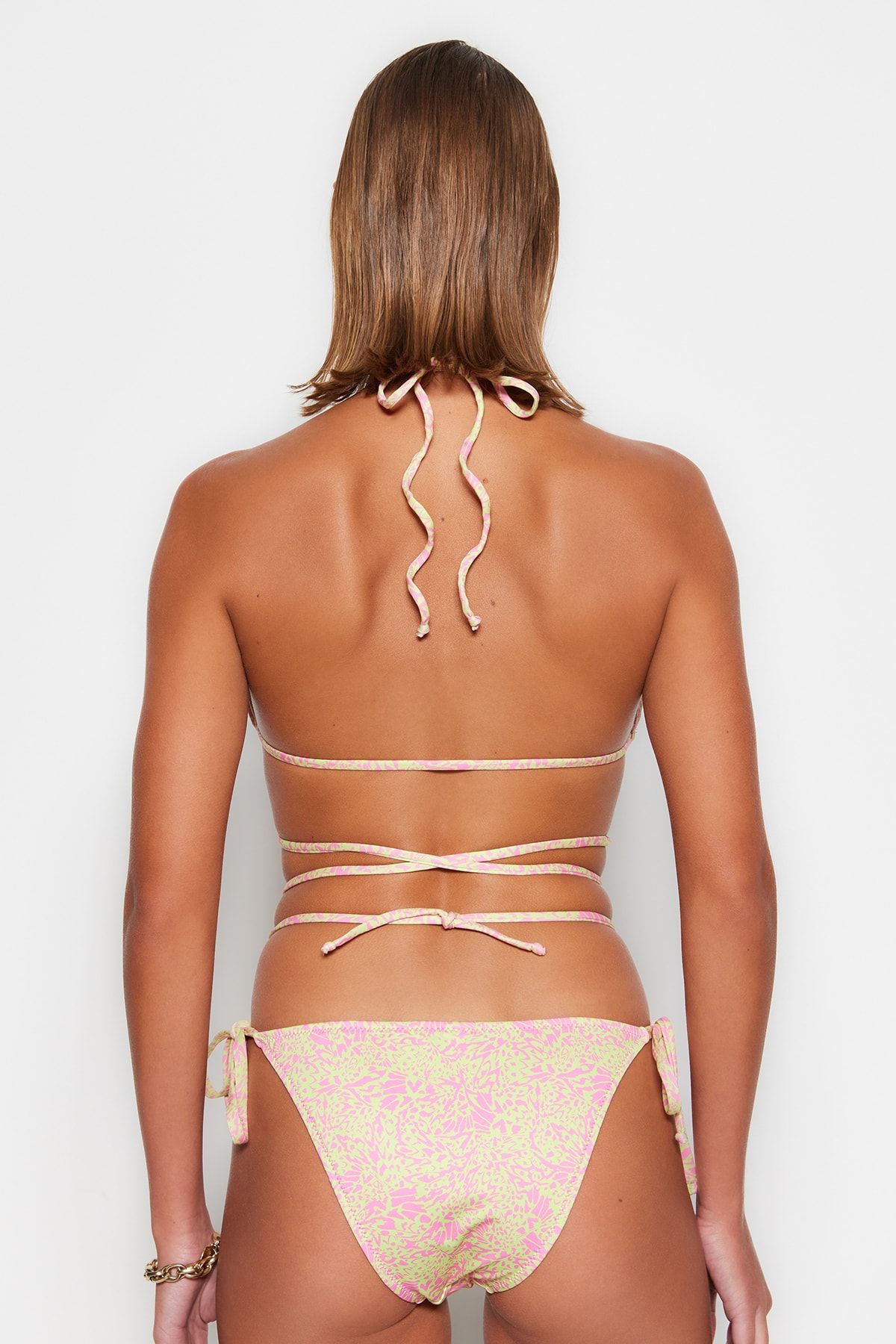 Trendyol Collection-Abstract Patterned Triangle Beaded Accessory Bikini Top TBESS23BU00226 6